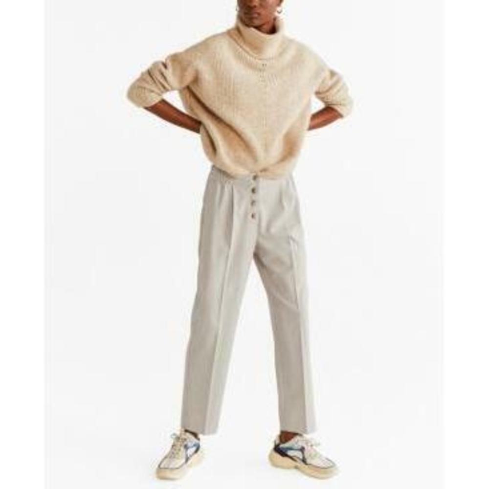 Mango Buttons Straight-Fit Trousers Size XXS